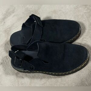 Dr. Martens Black Suede Mules